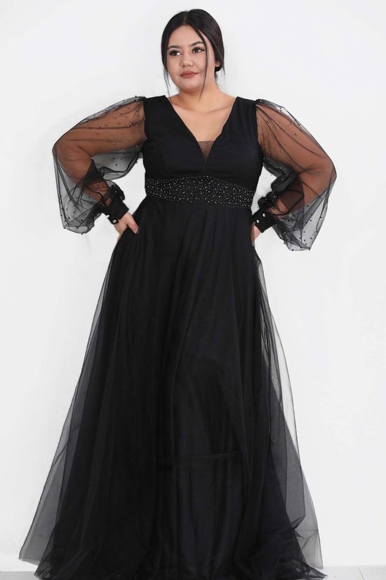 HASVEL -Zwart party dress-groote jurken-maat 52-Galajurk- Tule | bol.com