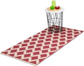 Relaxdays vloerkleed - katoen - tapijt - 70 x 140 cm - karpet - antislip - ruitjes - rood