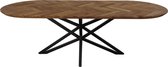 HSM Collection - Tafel Fishbone Elips - 240x100x76 - Naturel/zwart - Eiken/metaal