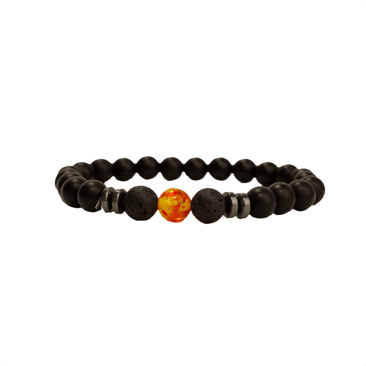 Natuursteen armband | Orange | frosted stone kralen | kralen armband