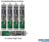 Combideal 5 x Zwaluw High Tack lijmkit - 290 ml koker - wit Montage Kit - Den Braven