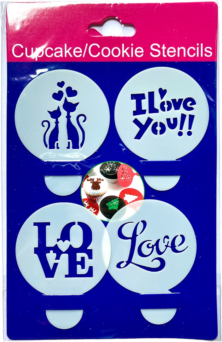 Cupcake Cookie Stencils Liefde 4 stuks