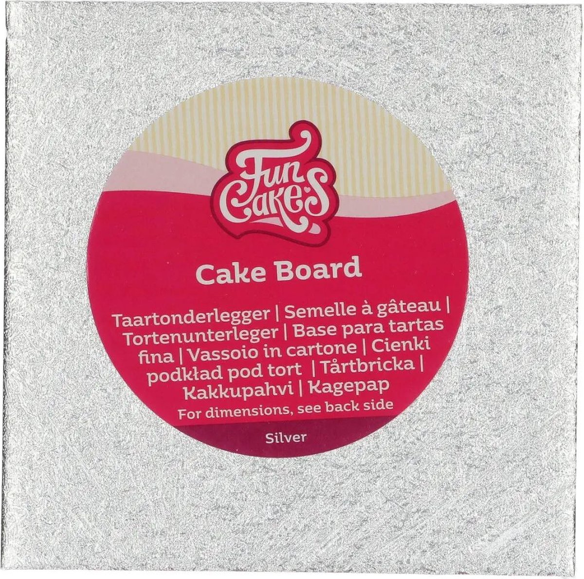FunCakes - Cake Board - Vierkant - 15 x 15 cm - Zilver
