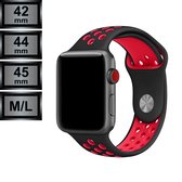 RipaWare Sport Watch bandje - Compatible met Apple - Silicone - 42, 44, 45mm - M/L - zwart / rood