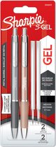 Sharpie S-Gel | metalen gelpennen | mediumpunt (0,7 mm) | staalgrijs en roodgoud | zwarte inkt | 2 pennen en 2 navullingen voor gelpennen