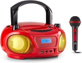 auna Roadie Sing CD boombox - CD speler - Radio FM - Bluetooth 3.0 - USB - Microfoon - LED lichteffect - geschikt voor kinderen