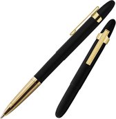Bullet Space Pen, Mat Zwart met Goudkleurige Vingergreep en Gouden Clip (#400B-GFG-GCL)