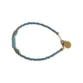 FlowJewels - armband - staal - natuursteen - goud kleurig - blauw