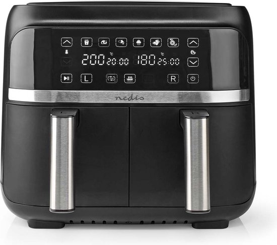 Nedis Dubbele Heteluchtfriteuse 7,6L 3000W Zwart - Nedis - €129,95