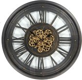 Clock Gear 60 cm diameter black 81280 - draaiende tandwielen - geluidloos - klok - horloge - industriestijl - industrieel - cadeau - geschenk - relatiegeschenk - kerst - nieuwjaar