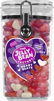 The Jelly Bean Factory Heart Beats in Candy Jar Gift - Rempli de bonbons en forme de cœur - Snoep en forme de cœur - 5 saveurs différentes - Pot de Candy Hartjes g - Hartjes - Amour - Cadeau d'amour