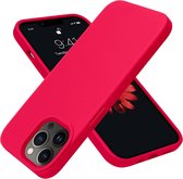iPhone 13 Pro Hoesje Siliconen - Soft Touch Telefoonhoesje - iPhone 13 Pro Silicone Case met zachte voering - Mobiq Liquid Silicone Case Hoesje iPhone 13 Pro rood