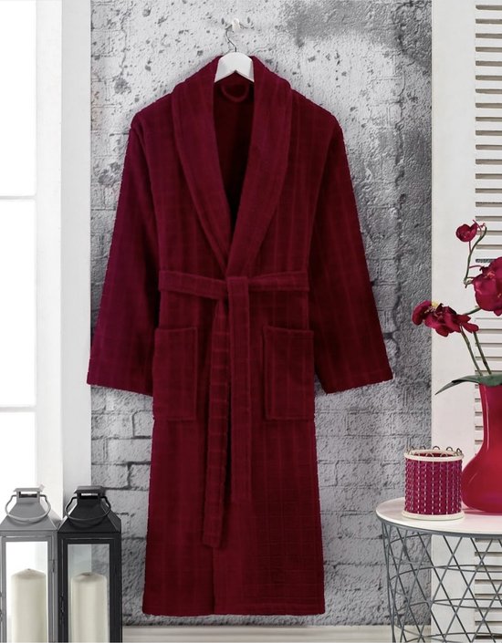 Lubna Home Triga Badjas L-XL Zacht Katoen Triga Badjas L-XL STONE ROOD