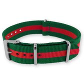 NATO Horlogeband G10 Military Nylon Strap Regimental Groen Rood 20mm