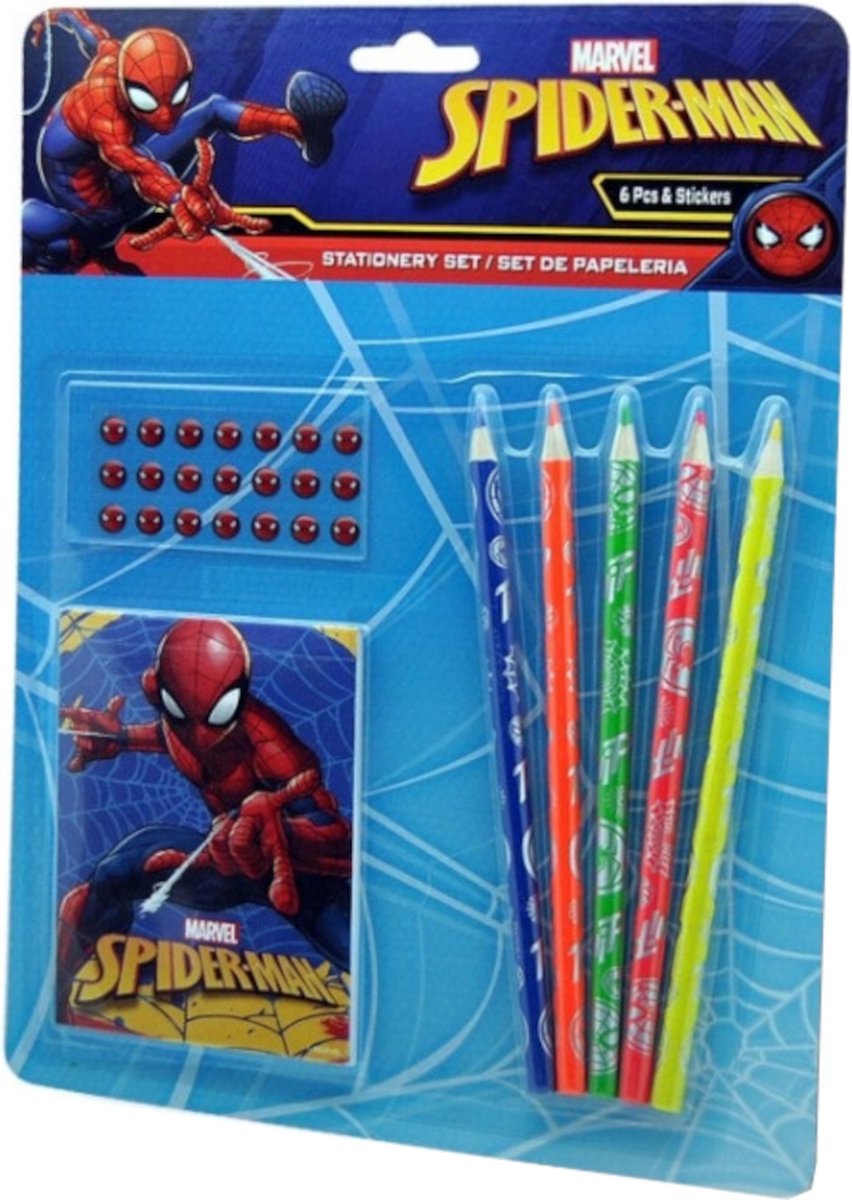 GEAR 3000® potloden - kleurpotloden - set - stickers - spiderman - marvel
