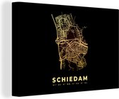 Canvas Schilderij Schiedam - Nederland - Kaart - Stadskaart - Plattegrond - 140x90 cm - Wanddecoratie