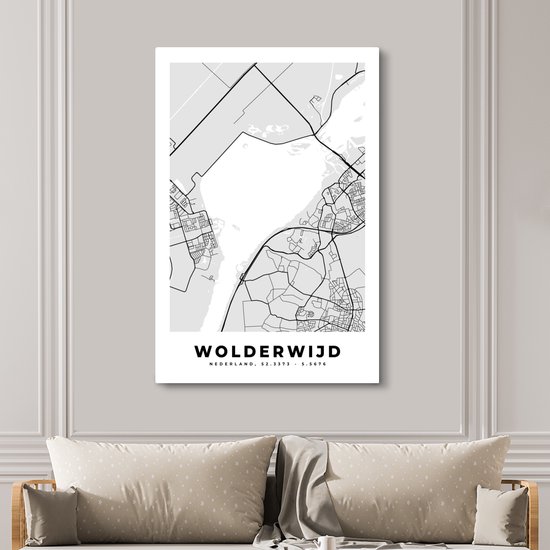 Tableau sur Toile City Map - Wolderwijd - Carte - Nederland - Carte - 120x180 cm - Décoration murale XXL