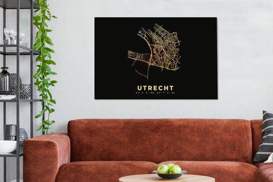 Peinture sur toile Carte de la ville - Utrecht - Carte - Carte - Nederland - 140x90 cm - Décoration murale