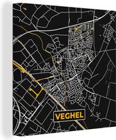 Canvas Schilderij Veghel - Stadskaart - Plattegrond - Kaart - Goud - 90x90 cm - Wanddecoratie