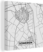 Canvas Schilderij Someren - Stadskaart - Zwart Wit - Plattegrond - Kaart - Nederland - 50x50 cm - Wanddecoratie