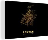 Peinture sur toile Louvain – België – Plan de ville - Or – Plan d'étage - Carte - 180x120 cm - Décoration murale XXL