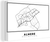 Tableau Peinture Nederland – Almere – Plan de Ville – Carte – Zwart Wit – Carte - 140x90 cm - Décoration murale
