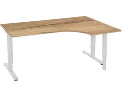 Offeco Bureau York hoek - Bureau - Bureautafel - Gaming bureau - Game bureau - Computertafel - Desk - Bureau wit - Verstelbaar bureau - Gaming Desk - Bureau tafel - Bureau verstelbaar  Natuur eiken  180x120cm  Hoek bureau-- blad-  onderstel- x120