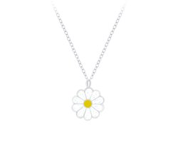 foto van Zilveren kinderketting met madeliefje hanger | daisy ketting meisje | Zilverana | Sterling 925 Silver (Echt zilver)