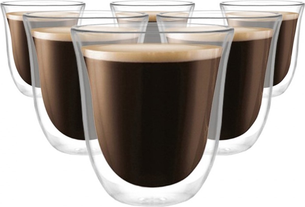 Dubbelwandige Glazen - 220 ml - Set van 6 - Koffieglazen - Theeglas - Cappuccino Glazen - Latte Macchiato Glazen