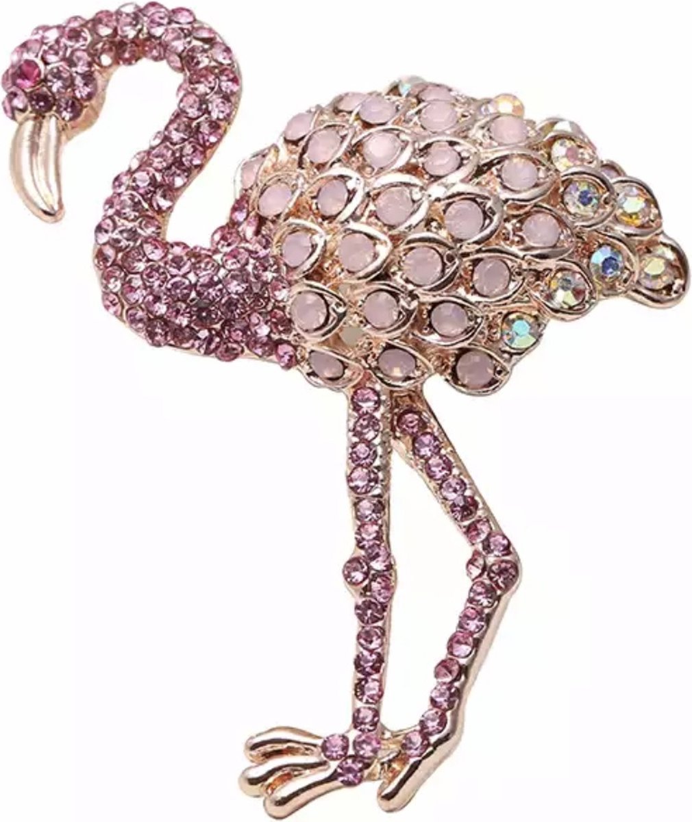 Broche Flamingo Strass 5.5 x 4.5 cm