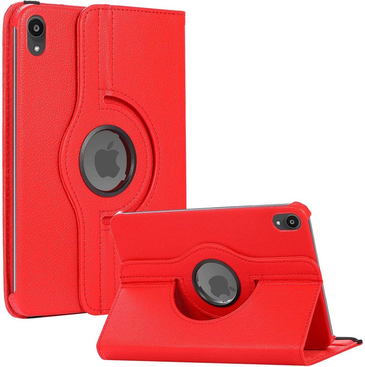 Book Cover Geschikt voor: Apple iPad Mini 6 Tablethoes - Multi Stand Case - 360 draaibaar - Tablethoesje - Rood - ZT Accessoires