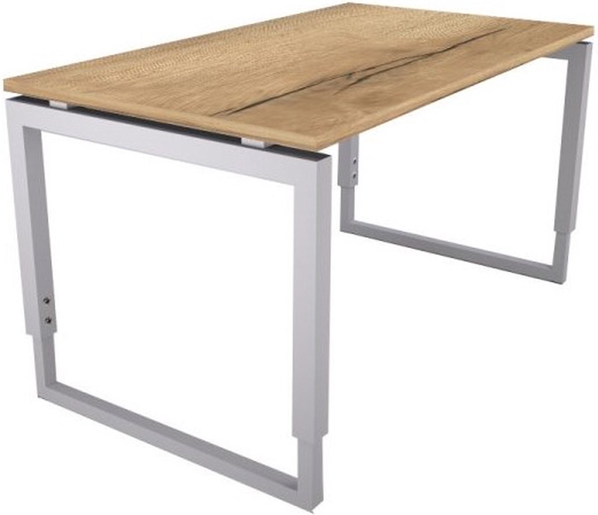 Offeco Bureau Harlow - Bureau - Bureautafel - Vergadertafel - Gaming bureau - Game bureau - Computertafel - Desk - Bureau Aluminium - Verstelbaar bureau - Gaming Desk - Bureau tafel - Bureau verstelbaar -  Natuur eiken  - 180x80cm