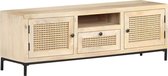 Meuble TV Medina 120x30x40 cm manguier massif et cannage naturel