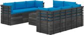 Medina 9-delige Loungeset met kussens pallet massief grenenhout