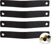 Leren handgrepen - Zwart - 4 stuks - 20,0 x 2,5 cm |- Handgreep zwart -incl. 3 kleuren schroeven per leren handgreep - Handgrepen leer - Leren meubelgreep - Leren handvaten kast - Leren lus - Handgreep kast leer - Leren greepjes - Handvat leer