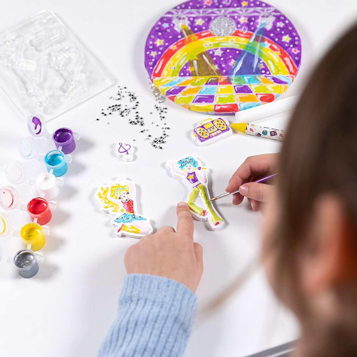 Totum knutselkoffer Disco dans canvas schilderijtje maken - speelgoed meisjes - knutselen met gips home deco — afbeelding 4
