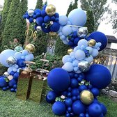 aroha - Ballonnenboog Blauw - 144 blauwe & gouden ballonnen - feestartikelen & feest versiering
