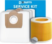5x Dparts stofzuigerzakken en 1 filter - geschikt voor Karcher WD3 en MV3 series - met patroonfilter - nr. 6.959-130.0 - 69591300 - 6.414-552.0