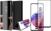 Hoesje geschikt voor Samsung Galaxy A53 - Book Case Spiegel Wallet Cover Hoes Zwart - Full Tempered Glass Screenprotector