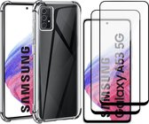 Hoesje geschikt voor Samsung Galaxy A53 - Anti Shock Proof Siliconen Back Cover Case Hoes Transparant - 2x Full Tempered Glass Screenprotector