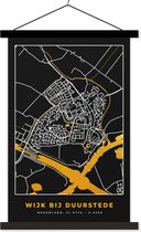 Posterhanger incl. Poster 60x90 cm - Schoolplaat - Wijk bij Duurstede - Stadskaart - Plattegrond - Kaart - Black and Gold - Textielposter - Zwarte latten - Plattegrond
