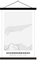 Posterhanger incl. Poster 60x90 cm - Schoolplaat - Kaart - Eiland - Schiermonnikoog - Stadskaart - Plattegrond - Textielposter - Zwarte latten - Plattegrond