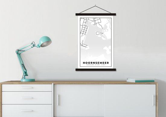 Porte-affiche avec affiche - Affiche scolaire - Groningue - Carte - Plan de la ville - Carte - Hoornsemeer - 60x90 cm - Lattes noires