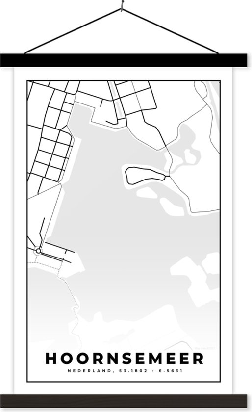 Porte-affiche avec affiche - Affiche scolaire - Groningue - Carte - Plan de la ville - Carte - Hoornsemeer - 60x90 cm - Lattes noires