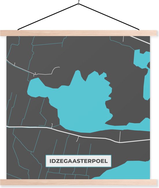 Porte-affiche avec affiche - Affiche scolaire - Idzegaasterpoel - Plan de la ville - Carte - Nederland - Carte - 60x60 cm - Lattes vierges