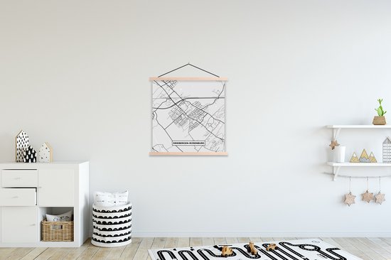 Posterhanger incl. Poster 60x60 cm - Schoolplaat - Driebergen-Rijsenburg - Plattegrond - Kaart - Stadskaart - Textielposter - Blanke latten - Stadskaart