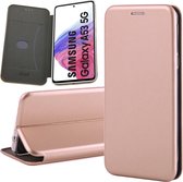 Hoesje geschikt voor Samsung Galaxy A53 - Book Case Lederen Wallet Cover Minimalistisch Pasjeshouder Hoes Roségoud
