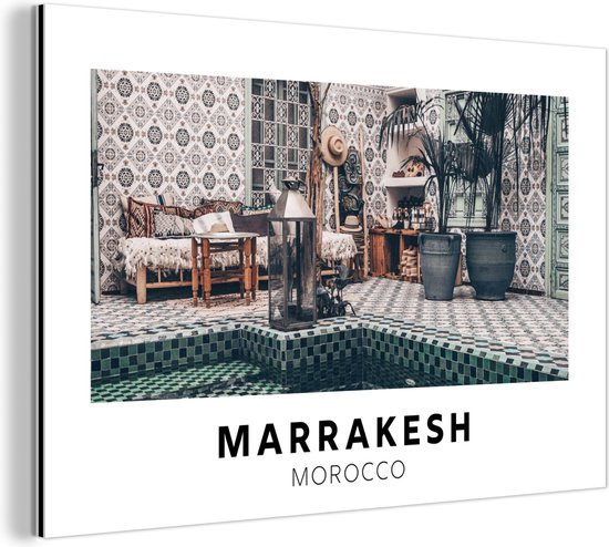 Wanddecoratie Metaal - Aluminium Schilderij - Marokko - Marrakech - Interieur