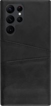 BMAX Leren hardcase hoesje geschikt voor Samsung Galaxy S22 Ultra met pashouder - Backcover - Back cover - Telefoonhoesjes - Hardcase - Hard cover - Telefoonhoesje - Beschermhoesje - Telefoonbescherming - Zwart