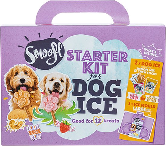 Smoofl Starter Kit (L) - Aardbei en Pindakaas + IJsvorm voor 3 hondenijsjes